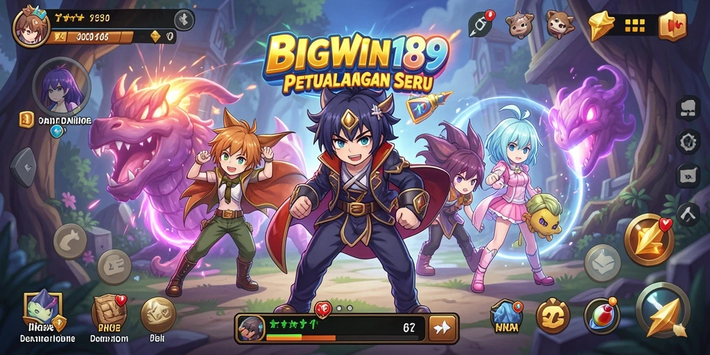 Tampilan seru gameplay <strong>BIGWIN189</strong> dengan karakter Anime yang beraksi.