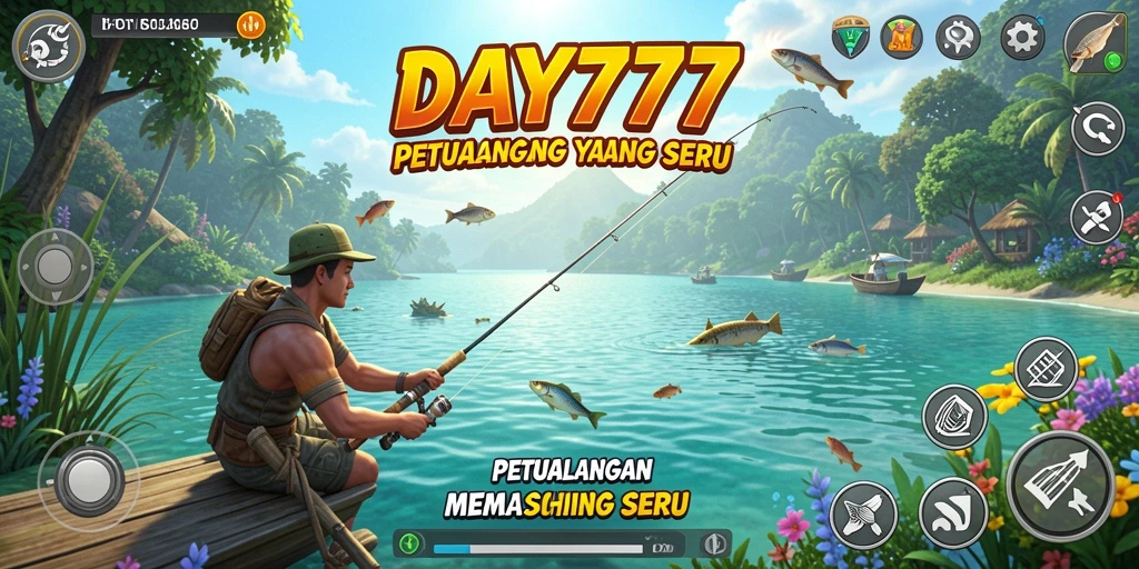 Gameplay DAY777 yang seru dengan berbagai jenis ikan dan pemandangan indah.