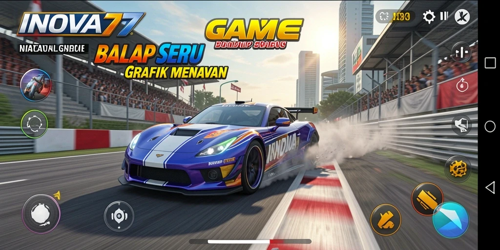 Tangkapan layar dari gameplay balap yang seru di INOVA77.