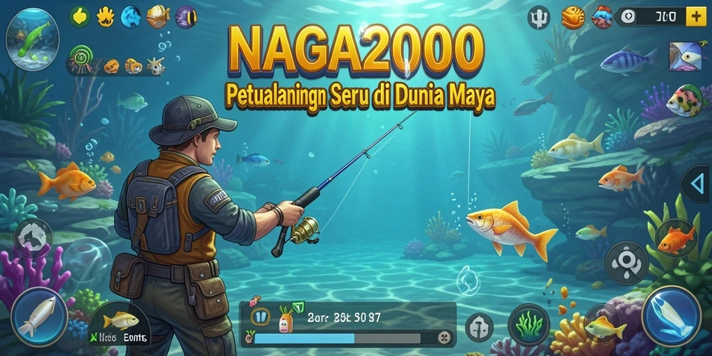 Screenshot gameplay NAGA2000 menampilkan aktivasi memancing yang seru.