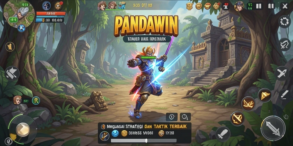 Tangkapan layar menunjukkan pertempuran mendebarkan dalam PANDAWIN.