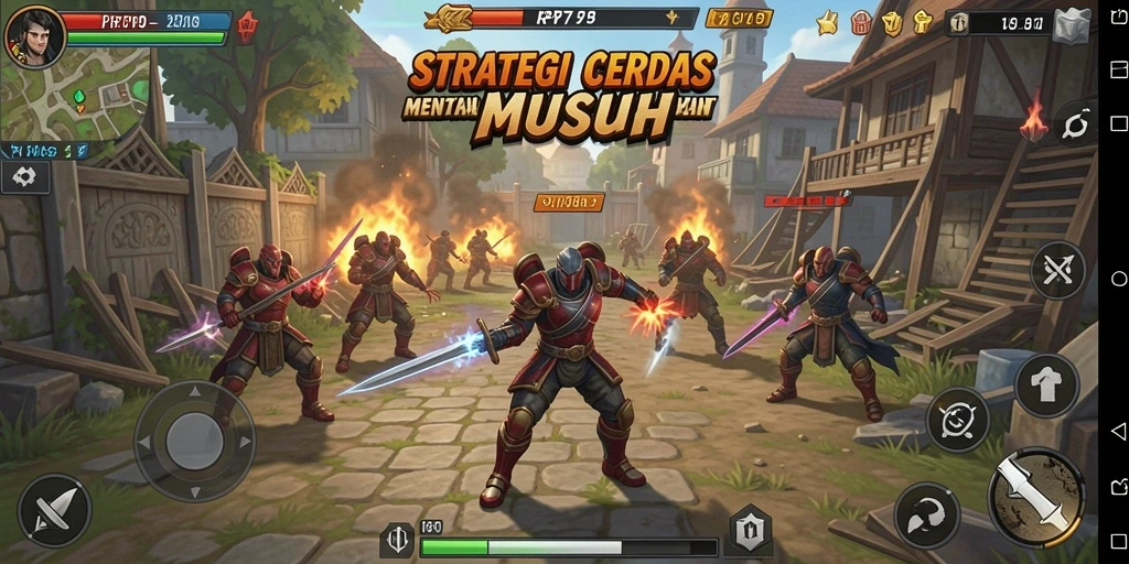 Tangkapan layar gameplay menampilkan pertempuran strategis yang intens.