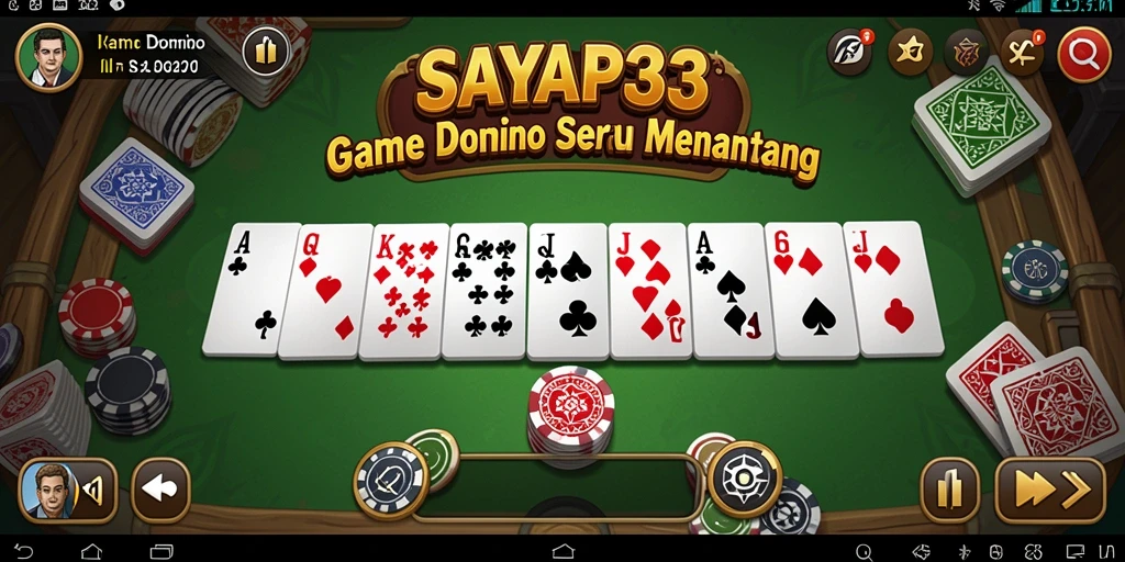 Tampilan gameplay seru dari SAYAP33 yang menampilkan permainan Domino.