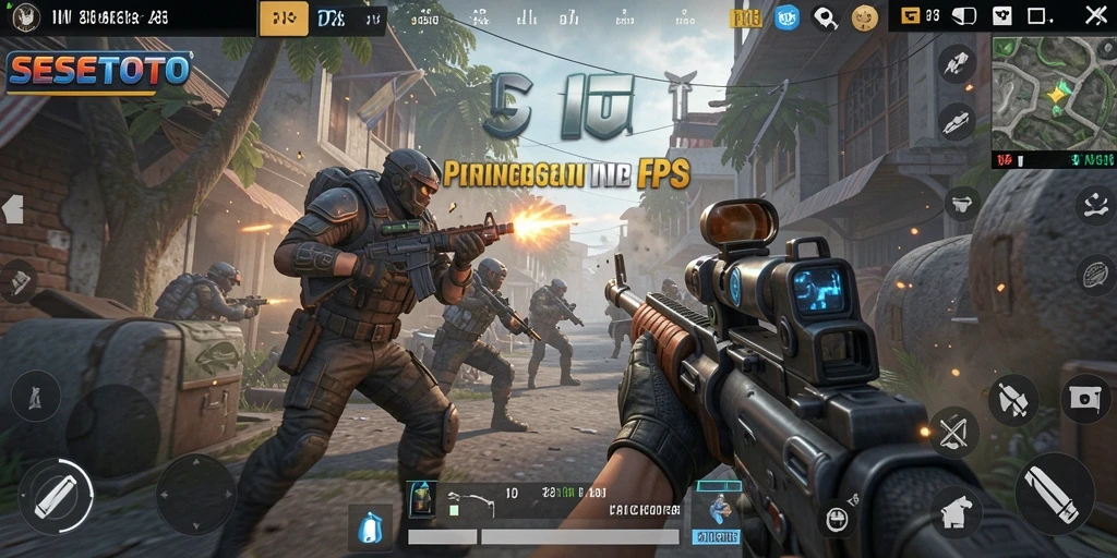 Screenshot gameplay SESETOTO dengan aksi tembak-menembak yang intens.