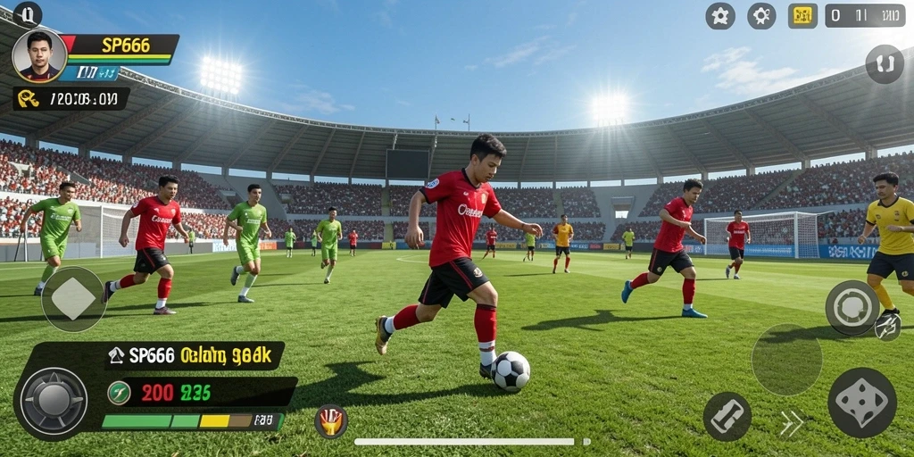 Screenshot SP666 menampilkan pertandingan olahraga dengan aksi cepat dan grafik memukau.