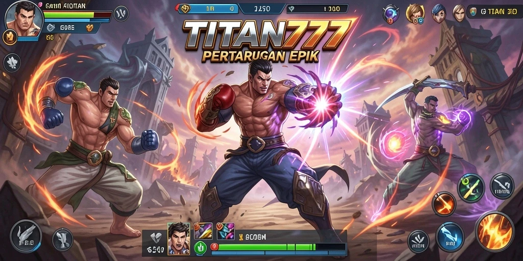 Tampilan aksi seru dalam gameplay Fighting TITAN777.