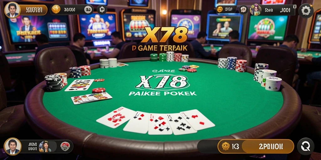 Gameplay X78 menampilkan suasana Poker yang mendebarkan dan interaktif.